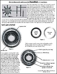 Bird's eye view of a page from the Hasselblad lens repair manual